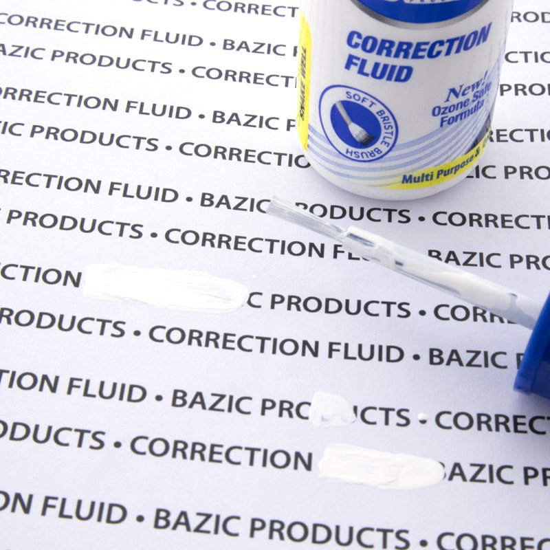 Bazic Correction Fluid, 0.7 fl oz (20 mL) Bottle – 2 Count with Bristle Brush