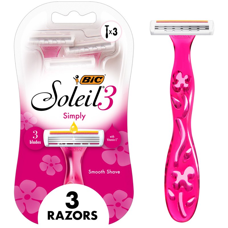 Women’s Disposable 3-Blade Razors with Vitamin E Lubricating Strip - Pack of 2