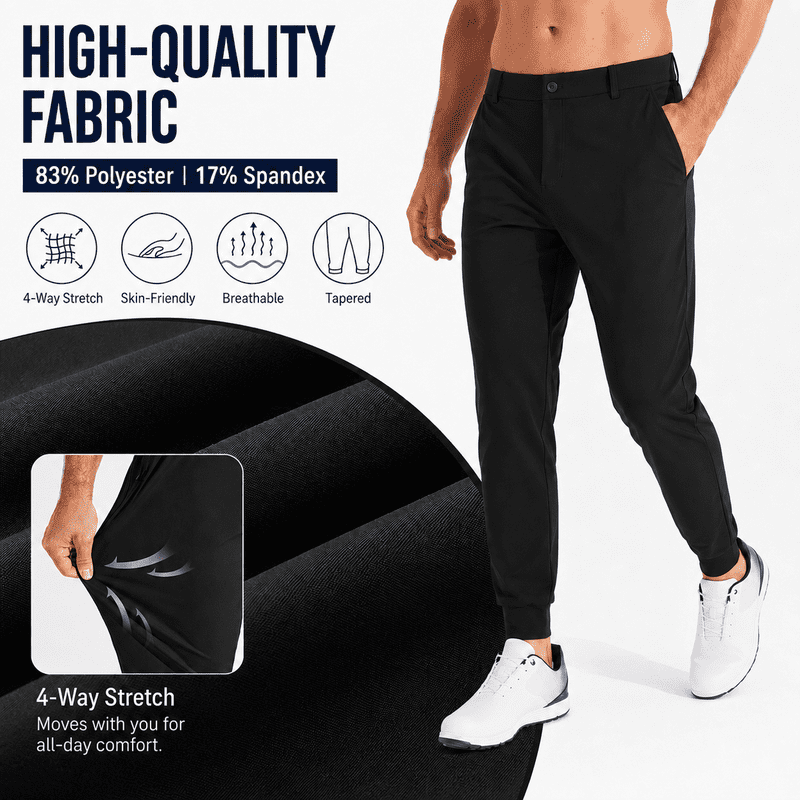 Men's Casual Joggers Pants - Lightweight, Slim Fit, Stretchy Tapered Style