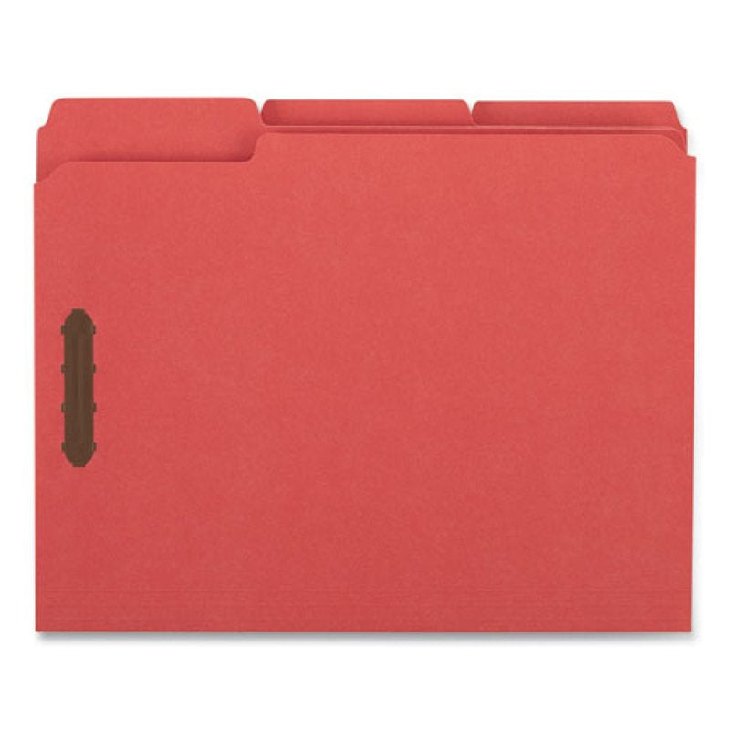 Reinforced Top Tab File Folders with Fasteners - Letter Size, Red, 50/Box