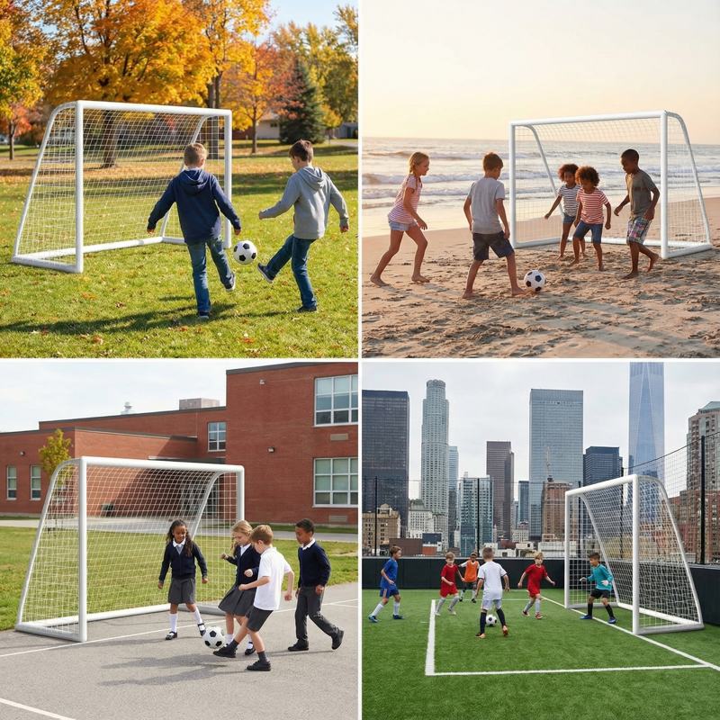 LIFERUN 8x6 ft Soccer Goal Net Set (2 Nets) with Carry Bag, UPVC Frame, Weatherproof – Portable for Backyard