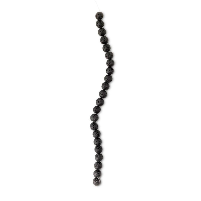Black Lava Stone Bead Strand for DIY Jewelry - 7 Inches - Unisex - 3 Pack
