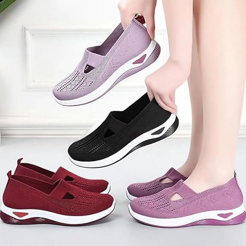 Orthopedic Breathable Flat Shoes for Women with Arch Support - Comfortable Slip-On Sneakers