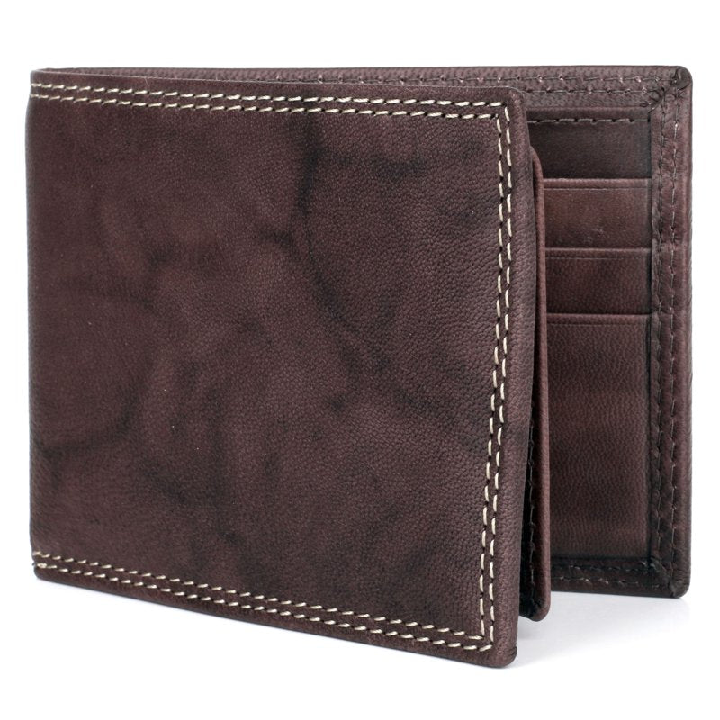 Men's Leather Credit Card Billfold Wallet with Removable Card Case