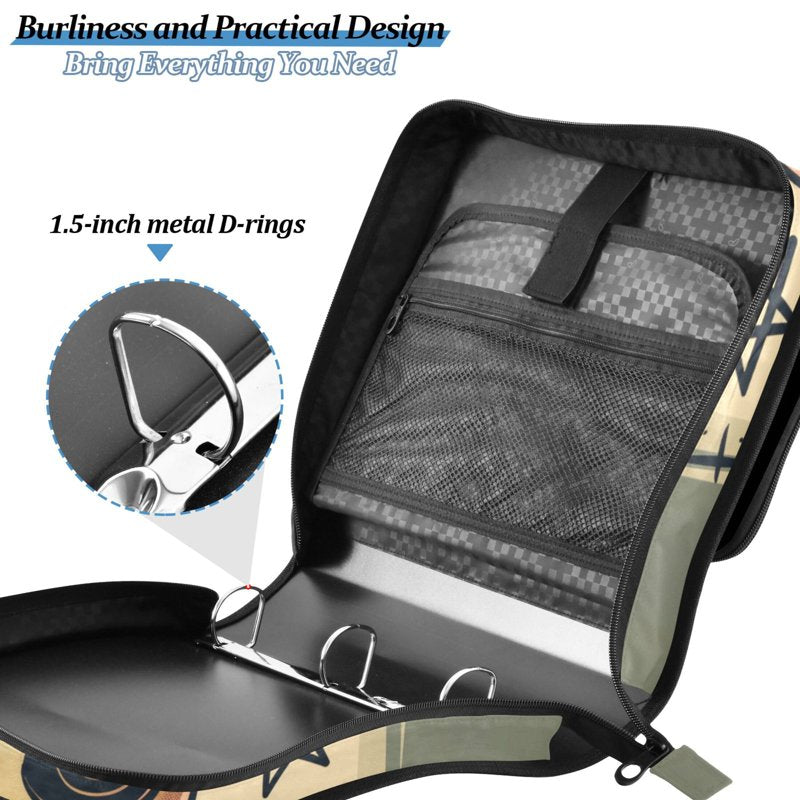 Waterproof Zipper Binder with Shoulder Strap - 2 Inch D-Ring, 500 Sheet Capacity