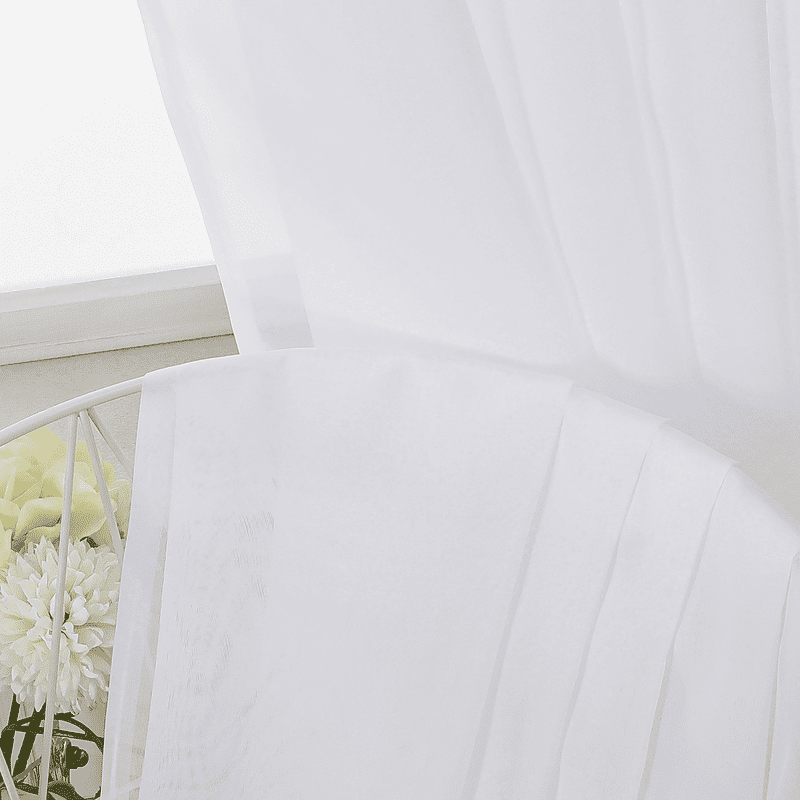 42x78 White Sheer Curtains 2 Panels - Light Filtering Voile Window Treatment
