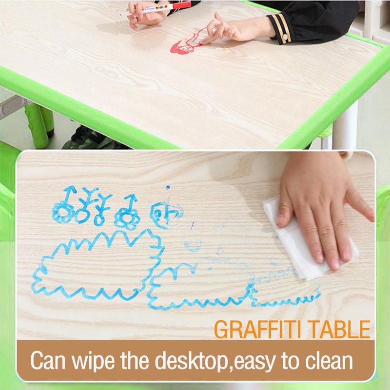 Kids Multi-Activity Table and Chairs Set - Height Adjustable, Non-Slip, 6 Seats