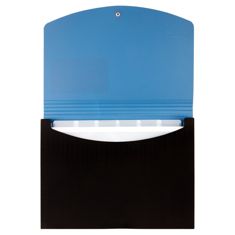 Poly Expanding File Folder with 12 Pockets - Blue/Black Letter Size
