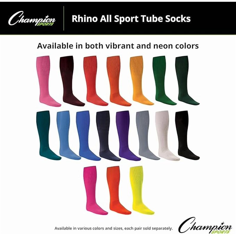 Champion Rhino All Sport Tube Socks - Cushioned, Stay-In-Place Fit, Medium (8.5-10) - Kelly Green