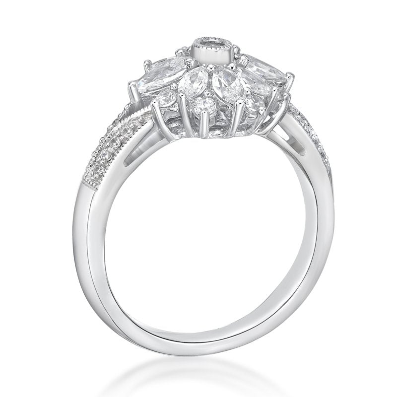 Sterling Silver Simulated White Diamond Ring - Hypoallergenic Jewelry