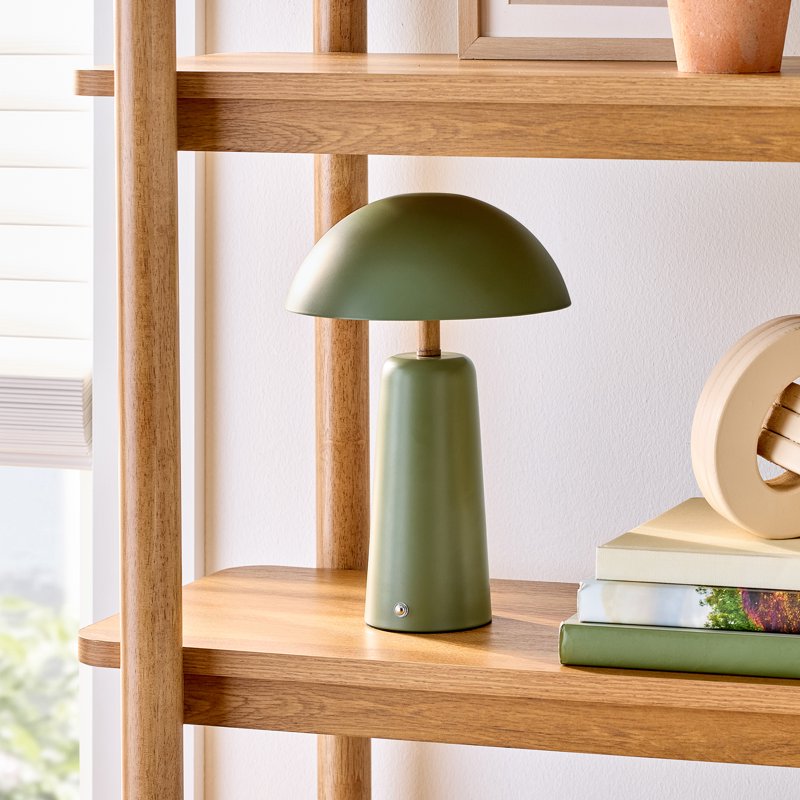 Rechargeable LED Table Lamp with Touch Dimming & Color Settings - Green Dome, 12 Inch