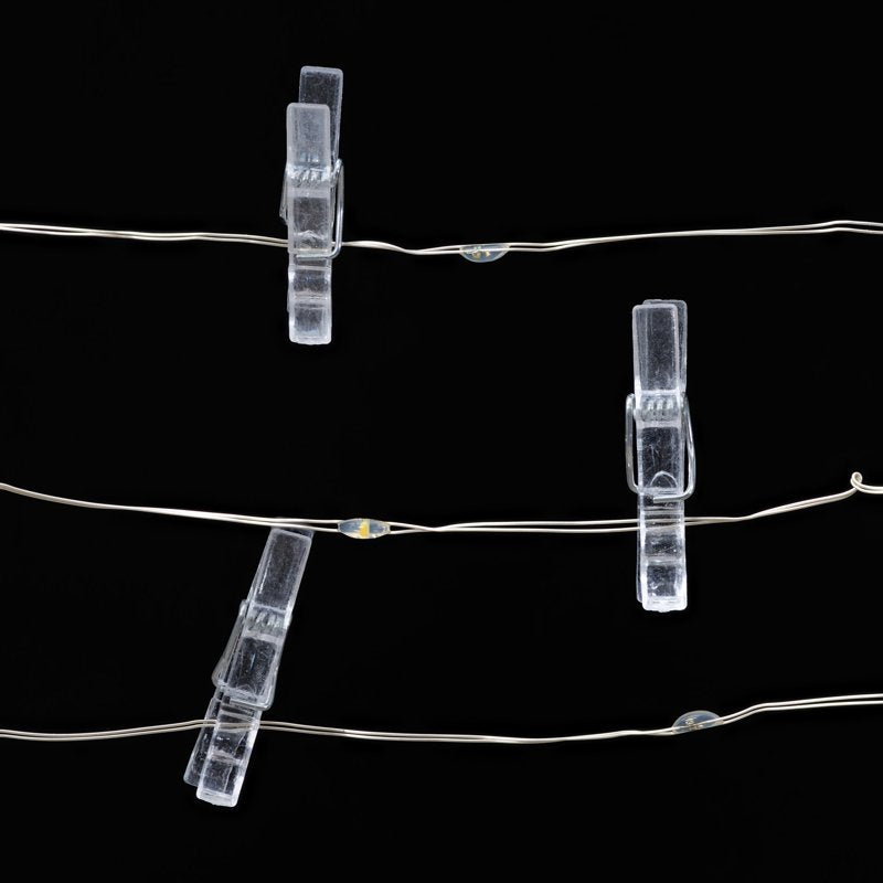 Indoor Battery-Operated LED Photo Clip String Lights - 20 Count, Warm White, 6ft 4in