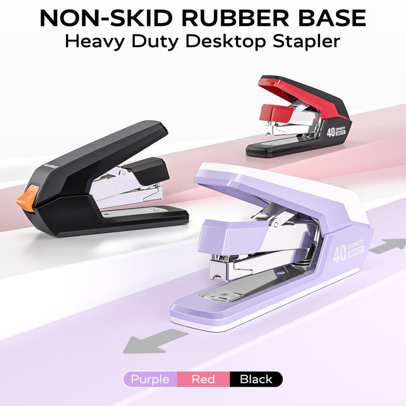 MarsRock 40–50 Sheet Heavy Duty Stapler with 1-Touch Loading, Includes 2000 Staples & Magnetic Staple Remover — Black (Variation: Black)