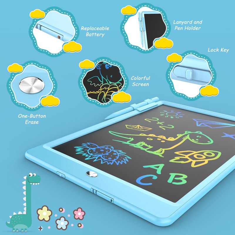 Kids 10-Inch LCD Drawing Tablet - Reusable Educational Doodle Board for Ages 3-7