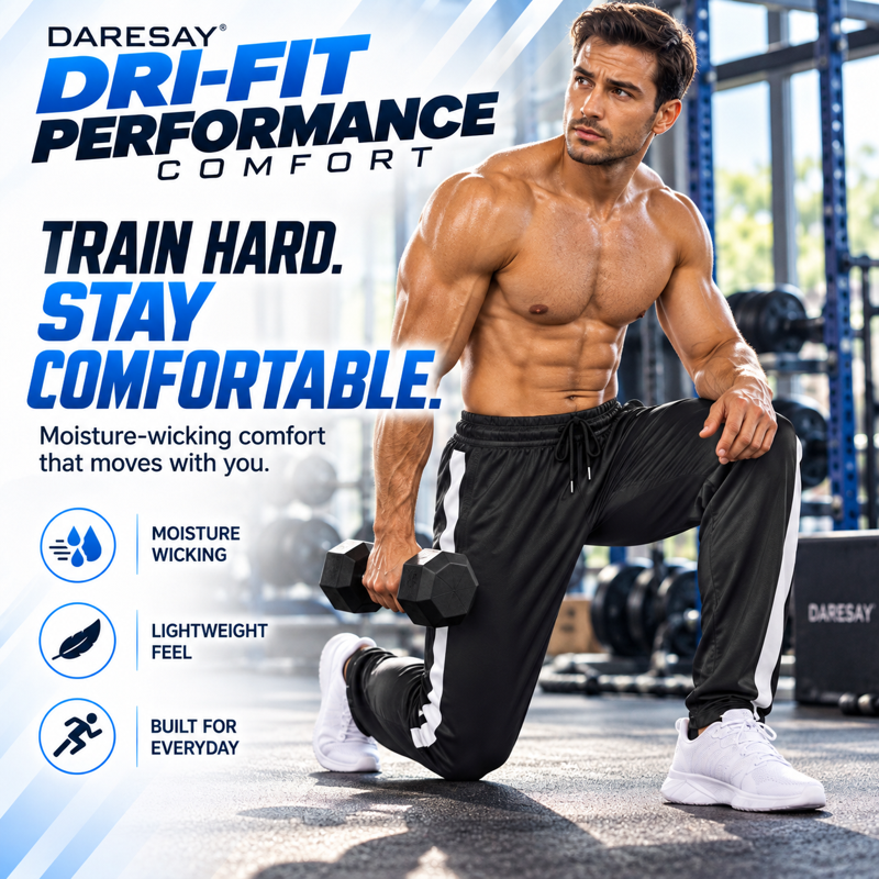 Men's Athletic Sweatpants 3 Pack Open Bottom Joggers Dry Fit Workout Pants