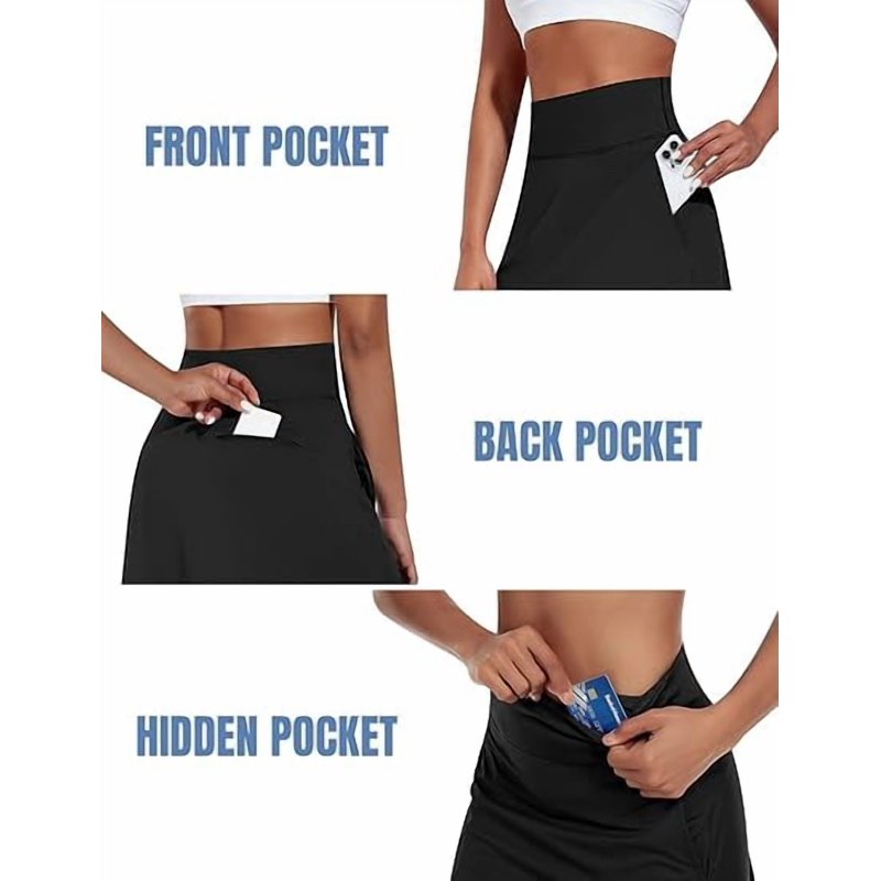 Women’s High Waist Knee Length Athletic Skort with Pockets - Tennis & Golf Skirt
