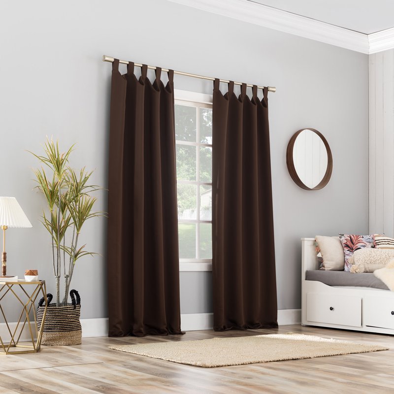 Blackout Curtain Panel with Tab Top Design - Energy Saving Room Darkening