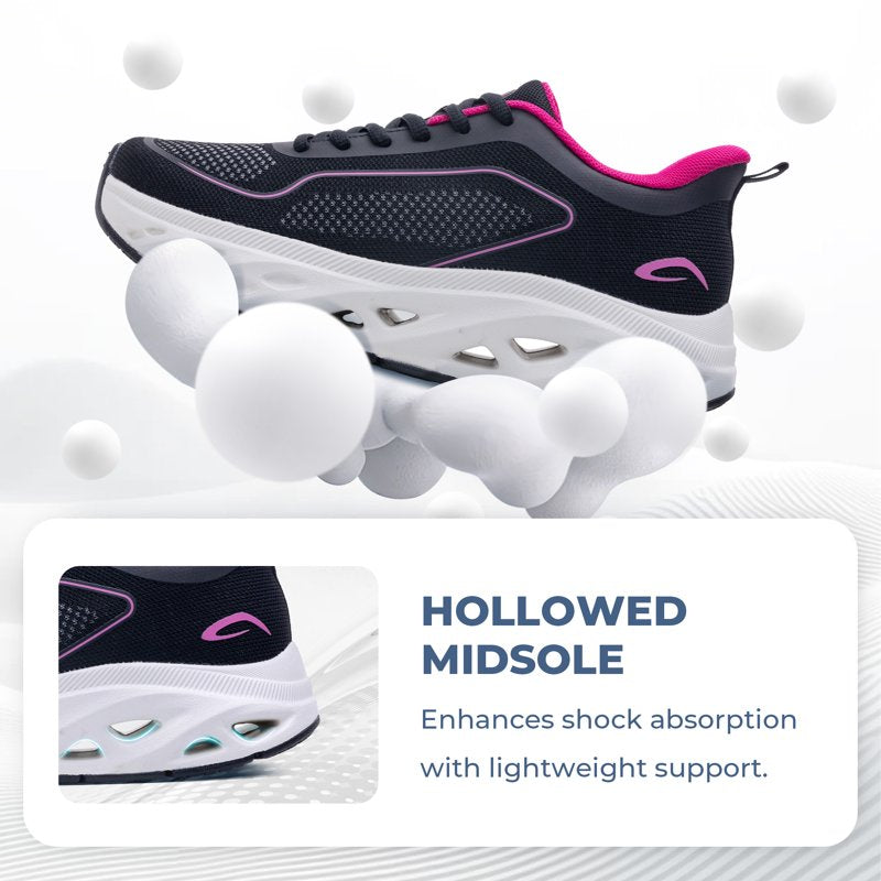 Women's Wide Toe Box Walking Shoes with Arch Support for Plantar Fasciitis - Casual Athletic Sneakers