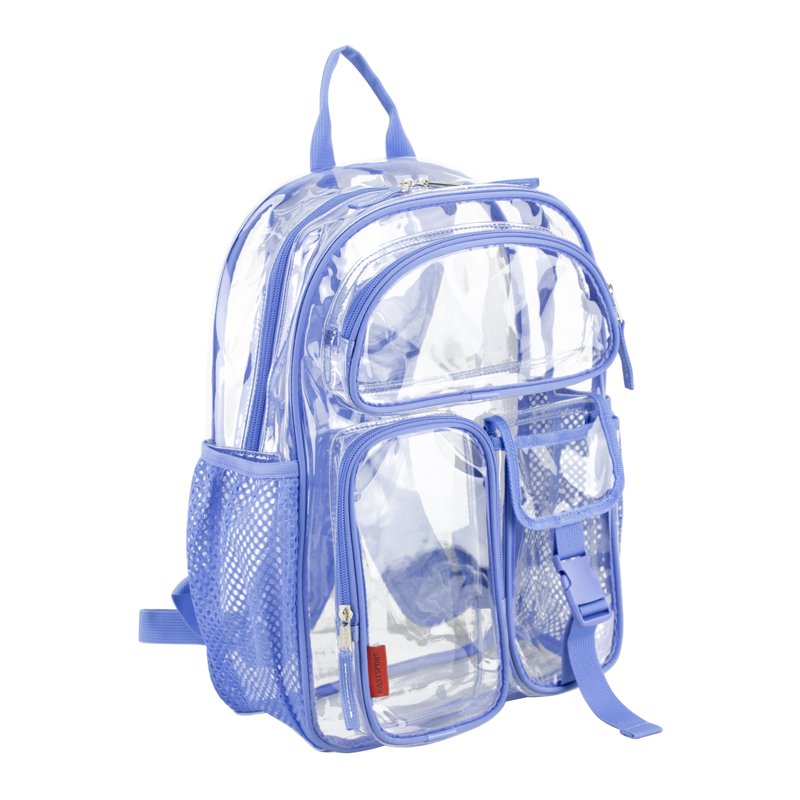 Unisex 16-Inch Cargo Clear Backpack with Multiple Pockets and Water Bottle Sleeves