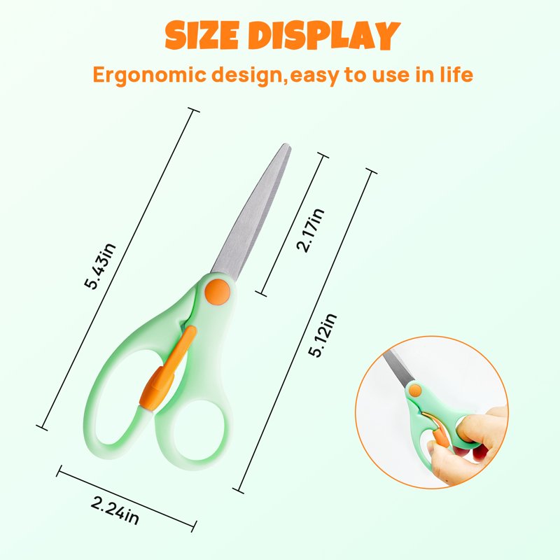 12-Pack Blunt Tip Safety Scissors | Plastic Training Office & Classroom Craft Scissors