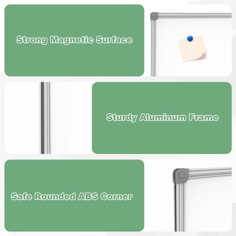 Large Foldable Magnetic Whiteboard 59x39 Inches with Aluminum Frame for Office Home School