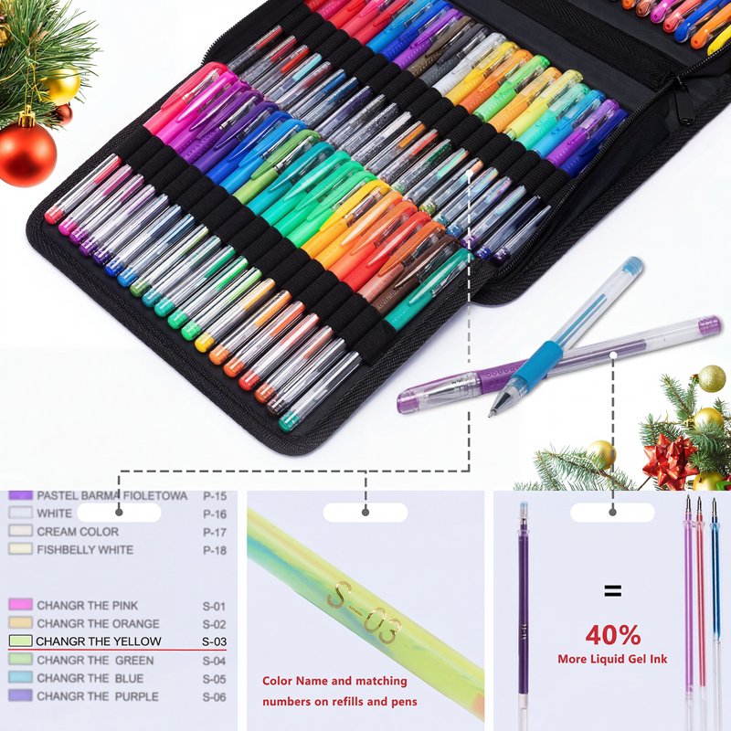 Gel Pen Set with Refills - Vibrant Fine Point Art & Craft Pens for Drawing & Journaling