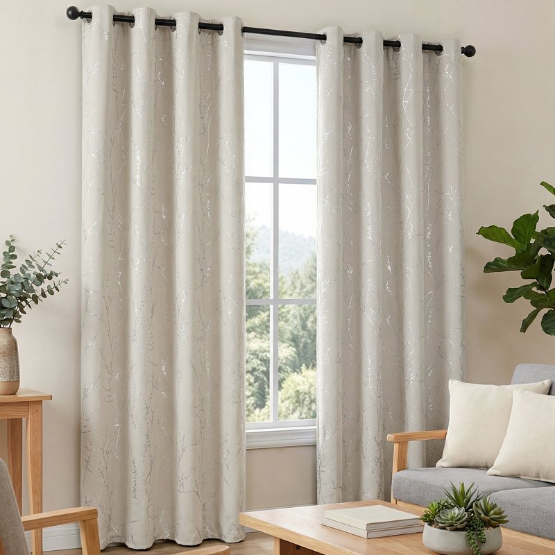 Blackout Curtains with Thermal Insulation - Light Beige, Room Darkening Drapes, Various Sizes & Patterns