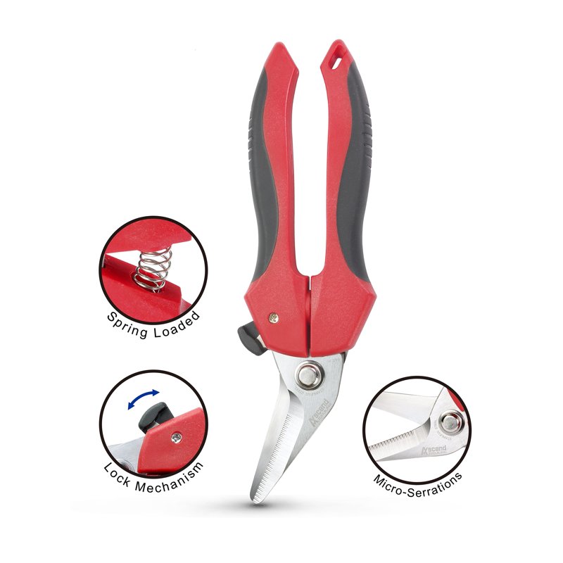 7.25-Inch Offset Multi-Purpose Cutter Shears for HVAC Electrical Telecom - Ergonomic, Ambidextrous Handle