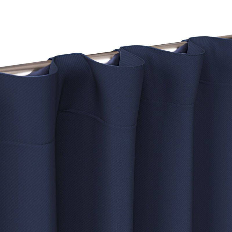 Kids Navy Blue Blackout Curtain Panel Set with Rod Pocket & Back Tabs, 30x63 Inches