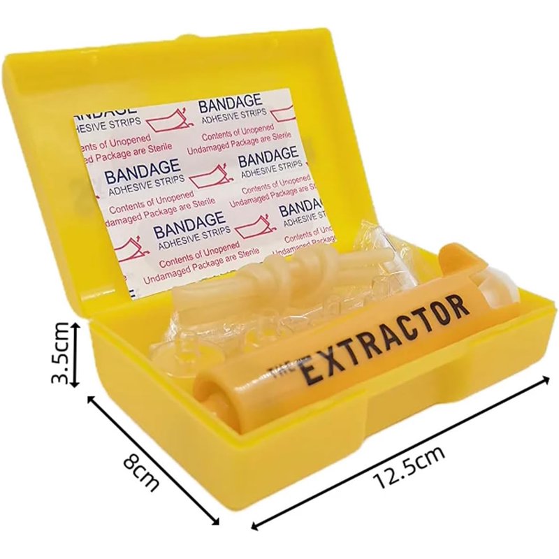 Snake Bite First Aid Kit with Venom Extractor Suction Pump - Portable Emergency Tool for Hiking & Camping - Yellow