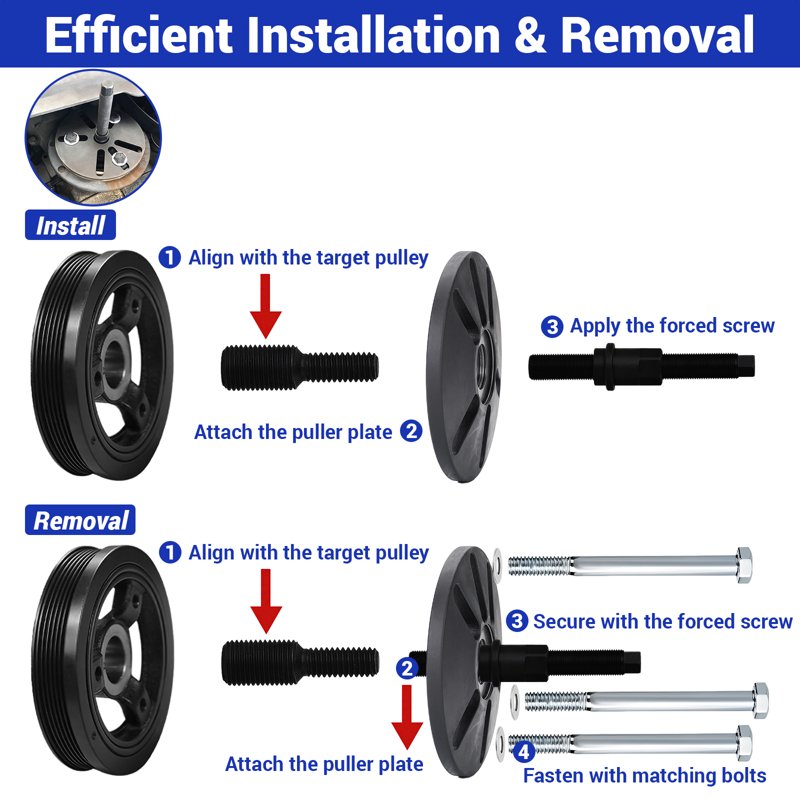 Automotive Harmonic Balancer Puller & Installer Set - 59 Pieces for Vehicle Maintenance