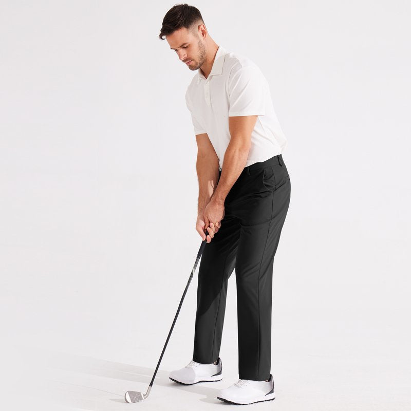 Men's Golf Pants Classic Fit Stretch Flat Front Casual Work Trousers