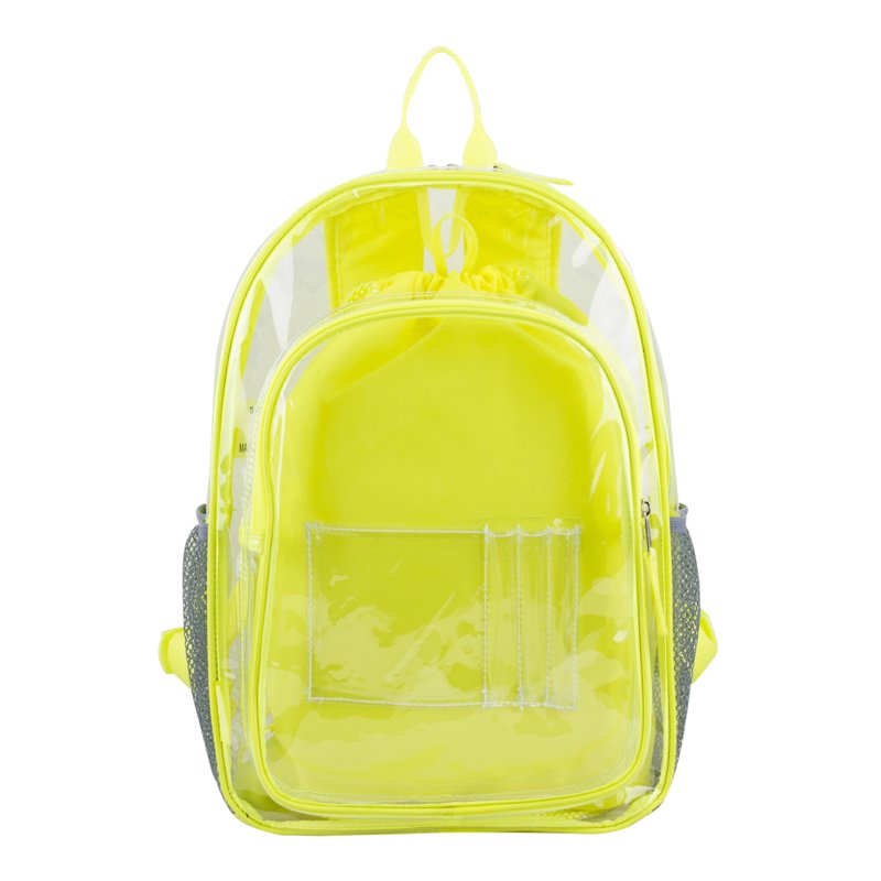 Unisex Clear Backpack & Drawstring Bag Set - Lightweight, Versatile Travel Gear