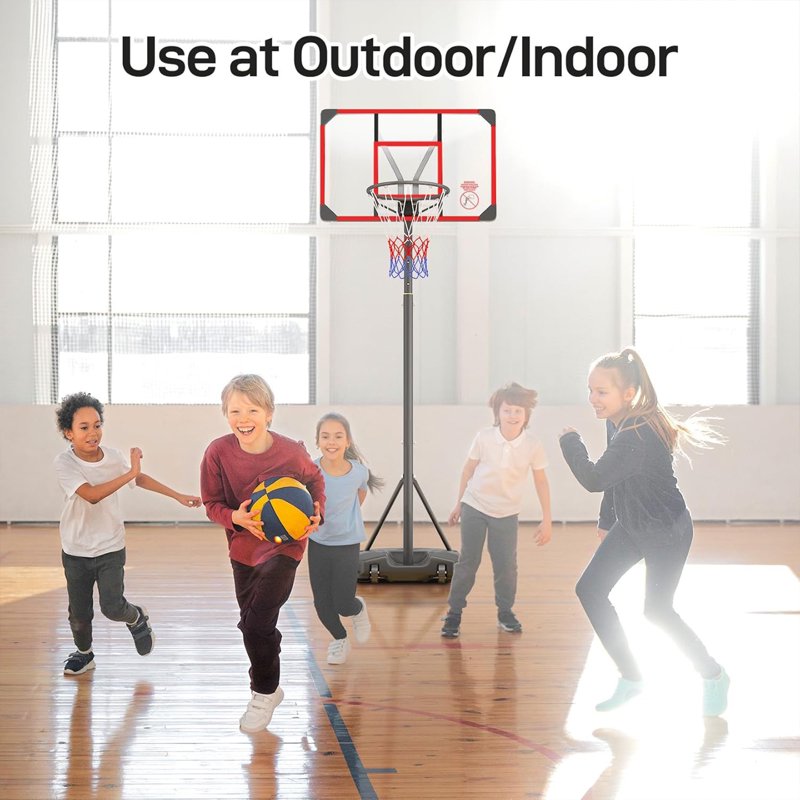 Portable Adjustable Basketball Hoop System for Kids & Adults - 4.82-8.53FT Height