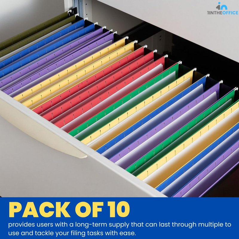 Poly Expanding Hanging File Folders - Letter Size Assorted 10 Pack