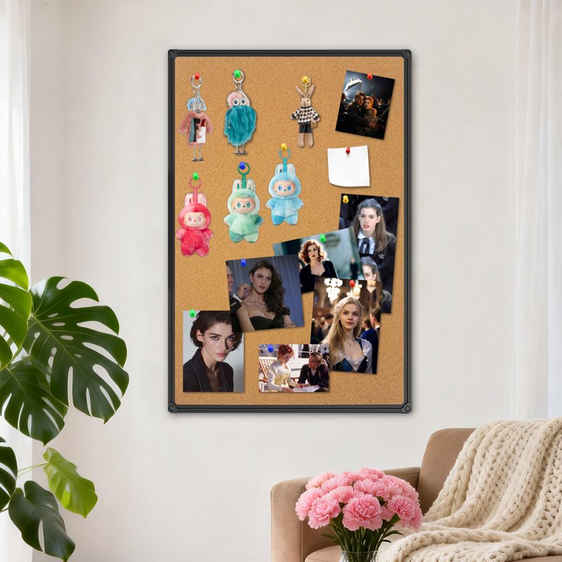 Large Cork Board Bulletin Board for Wall 35x23 Inches with Black Aluminum Frame Office Home