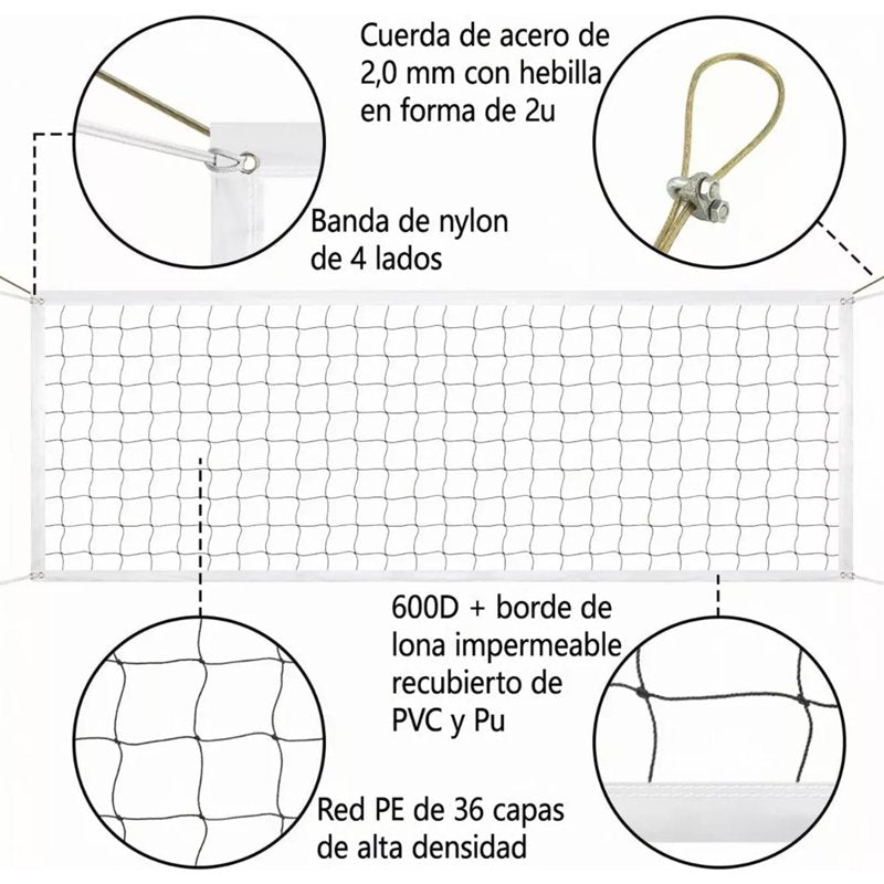 Indoor & Outdoor Volleyball Net 32ft x 3ft Heavy Duty PVC Sports Net