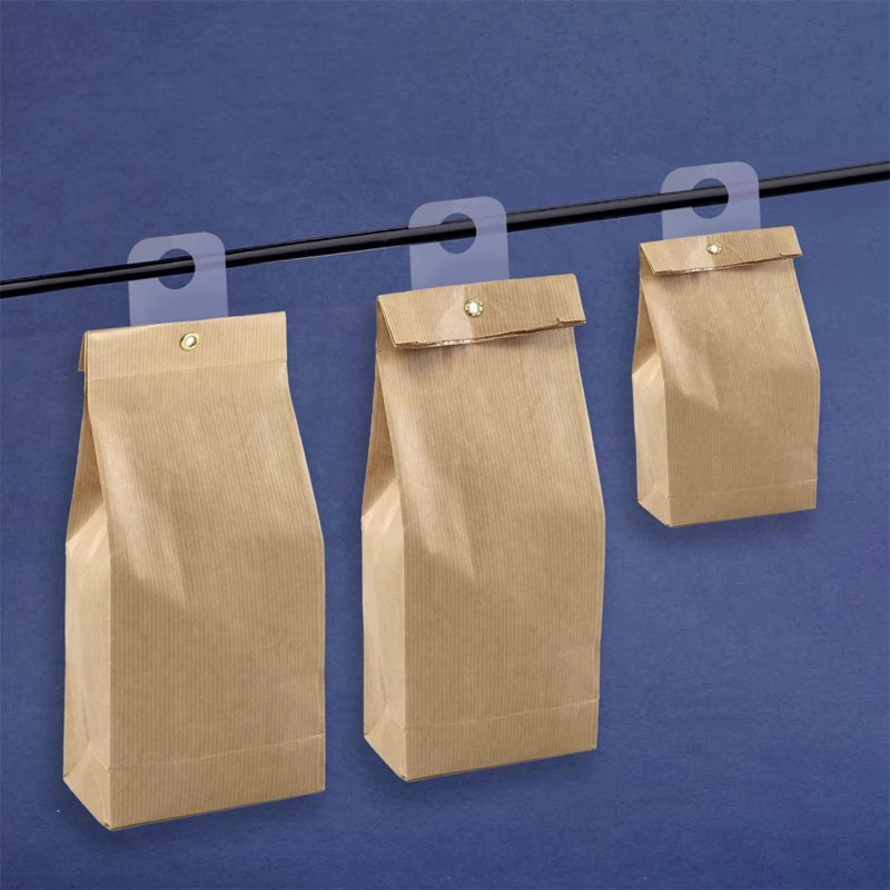 300 Self Adhesive Clear Plastic Hanging Tabs for Retail Display