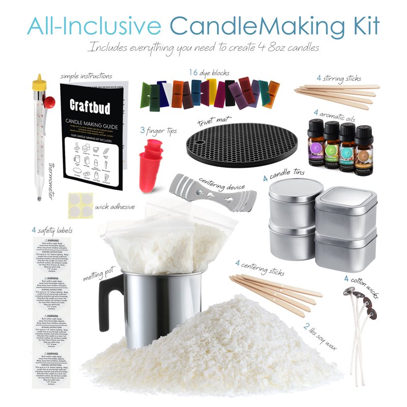 DIY Candle Making Kit with Soy Wax, Tins, Scents & Supplies for Beginners