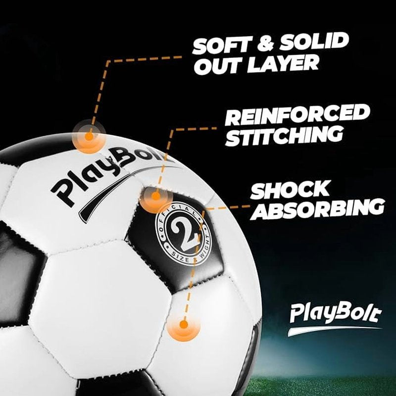 PlayBolt Youth Soccer Ball Size 2 – 4 Pack with Pump for Indoor & Outdoor Play