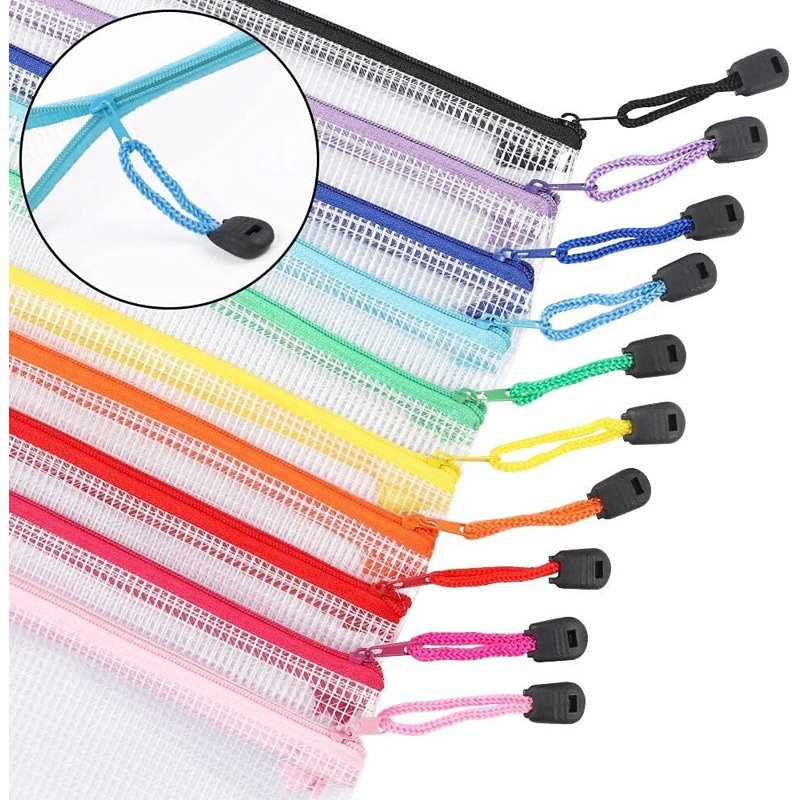 Mesh Zipper Pouch Bags Bulk Set for Organization - Waterproof & Transparent