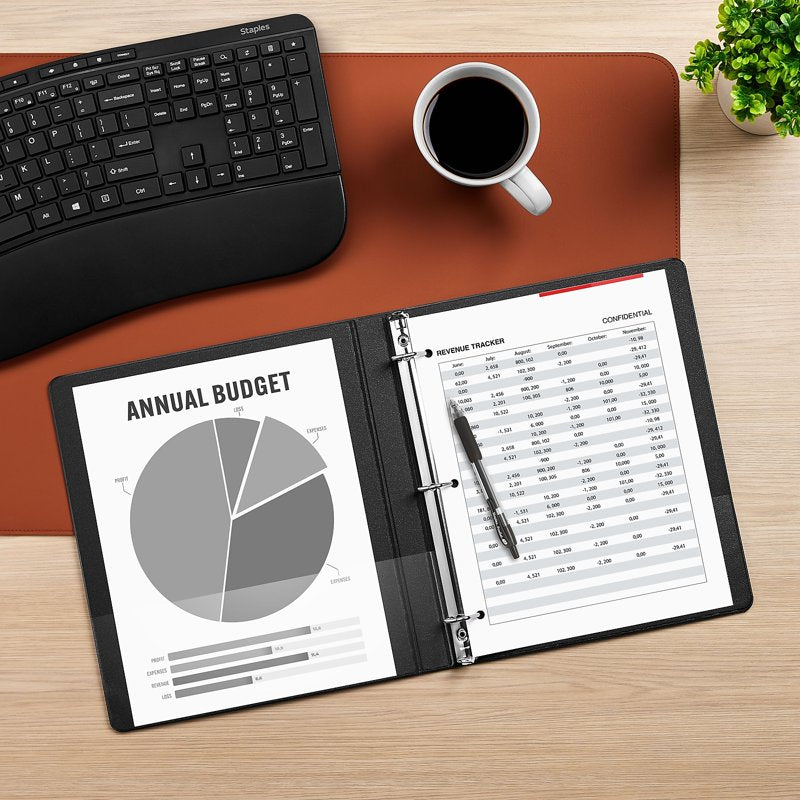 1/2-Inch 3-Ring View Binder for Documents - Black, Holds 120 Sheets