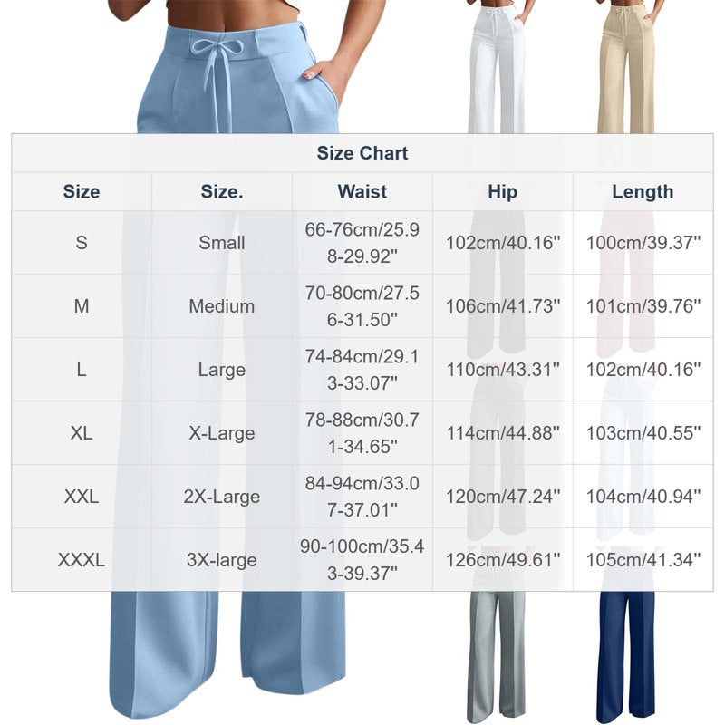 Women's High Waisted Wide Leg Dress Pants with Pockets - Business Casual Trousers