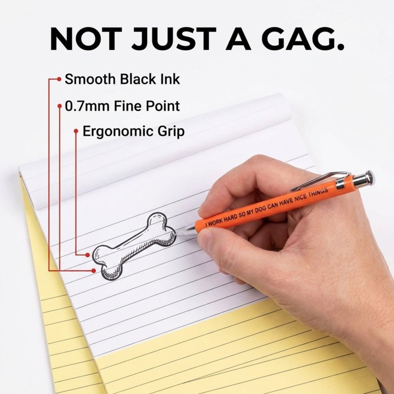 Funny Dog Lover Pens 5-Pack - Snarky Sayings Ballpoint Gag Gift