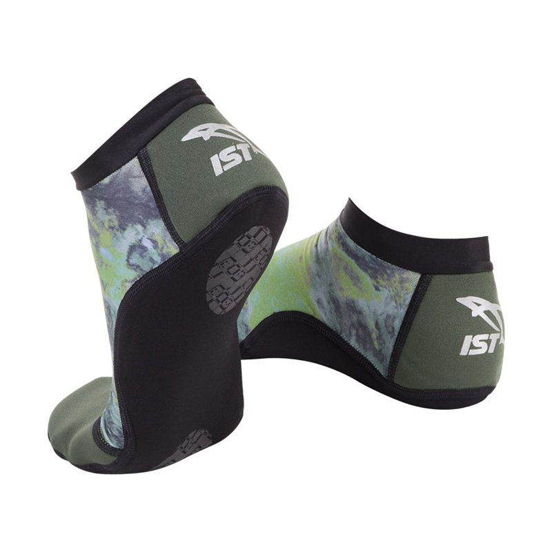 IST Low Cut Beach Socks Water Shoes for Fins, Sand Volleyball & Soccer - Green Water, Small
