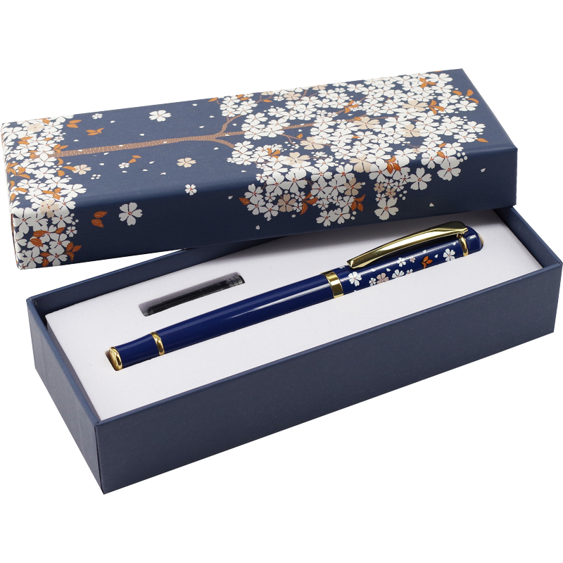 Falling Blossoms Fountain Pen with Gold Nib - Elegant Brass Writing Instrument