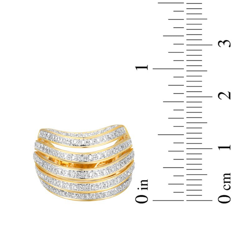 Forever Facets Diamond Accent Bombe Swirl Ring - Two-Tone Rhodium Over Bronze, Size 6