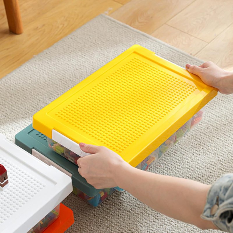 Stackable Craft Organizer Bin with 30 Compartments & Building Baseplate