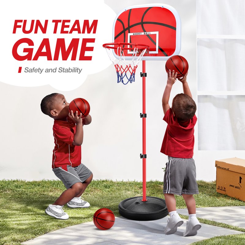 Kids Indoor & Outdoor Adjustable Basketball Hoop Set - Portable 2.8-5 FT