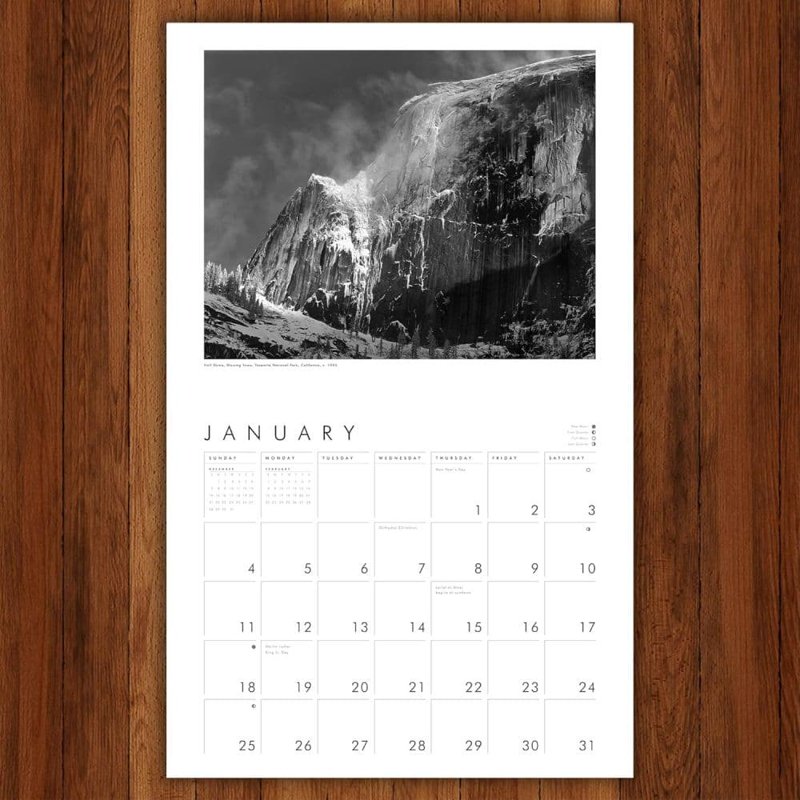Ansel Adams 2026 Wall Calendar - Black and White Landscape Photography